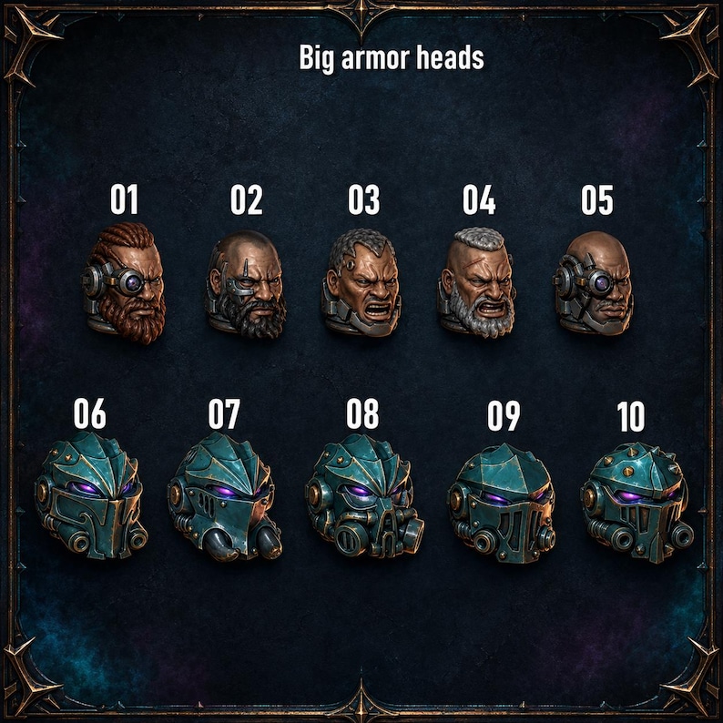 Anvil Wardens - Big Armor Heads - 16k Resin - GreyTide Studio - Drakes / Space Warriors / Bitz / Tabletop / Wargaming / Grimdark image 1