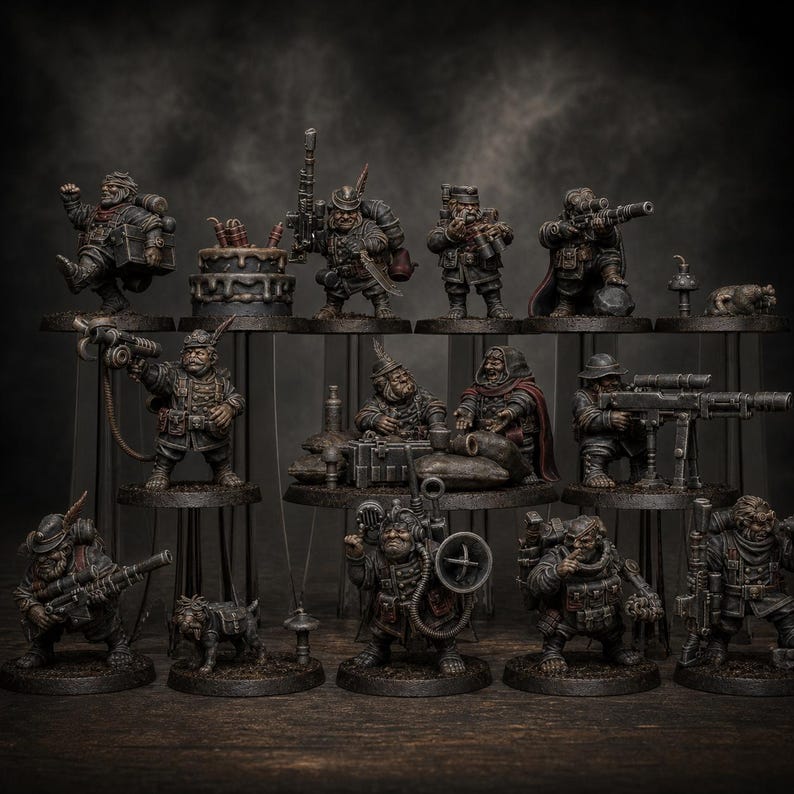GrimGuard Skulldart Trappers | Station Forge 16k Resin-Miniaturen | 28 mm/32 mm Tabletop-Wargaming | Unbemalt Bild 1