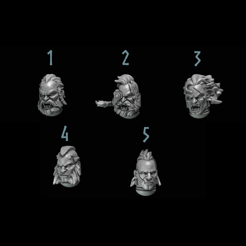 Primal Hounds – Köpfe #1 – 16k Resin – GreyTide Studio – Wölfe / Weltraumkrieger / Einzelteile / Tabletop / Wargaming / Düstere Dunkelheit Bild 2