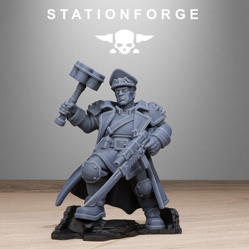 Grimguard Lieutenant | Station Forge 16k Resin Miniatures | 28mm 32mm Tabletop Wargaming | Unpainted image 6