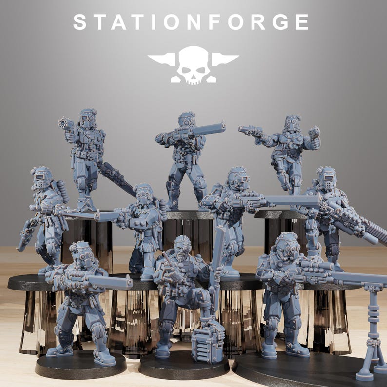 Scavenger Security Patrol | Station Forge 16k Resin Miniatures | 28mm 32mm Tabletop Wargaming | Unpainted image 2