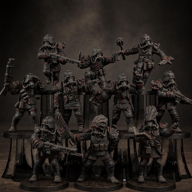 Grimguard Xenarid Hunters | Station Forge 16k Resin Miniatures | 28 mm 32 mm Tabletop Wargaming | Ongeverfd afbeelding 1
