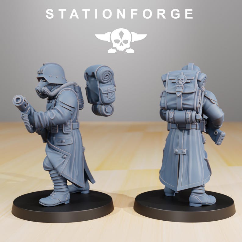 Grimguard Infanteriebouwer | Station Forge 16k Resin Miniatures | 28 mm 32 mm Tafelblad Wargaming | Ongeverfd afbeelding 3