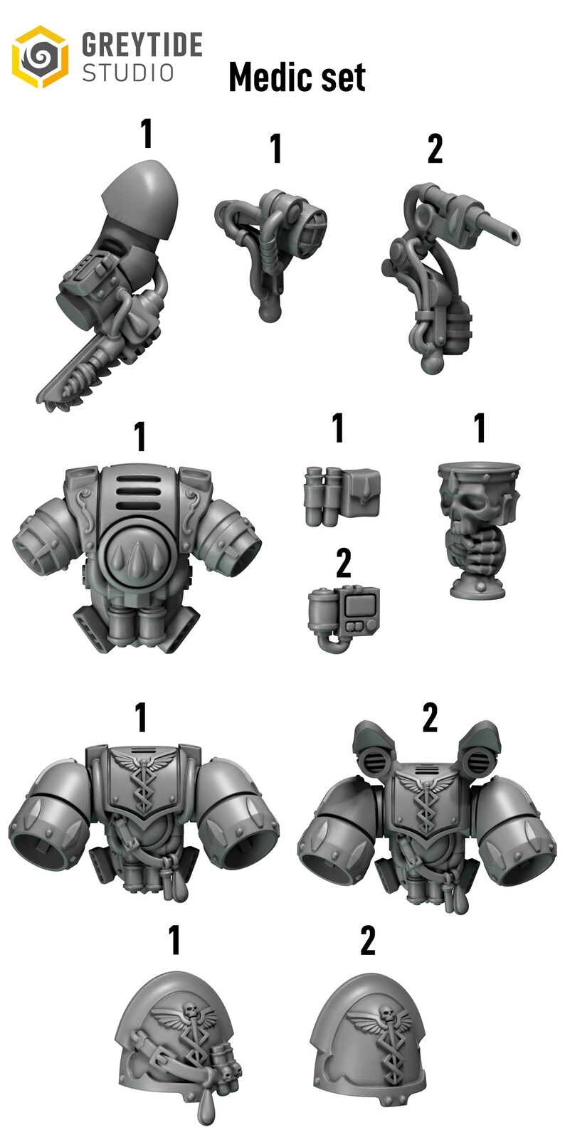 Crimson Lords - Medic - 16k Resin - GreyTide Studio - Blood / Space Warriors / Bitz / Tabletop / Wargaming / Grimdark image 2