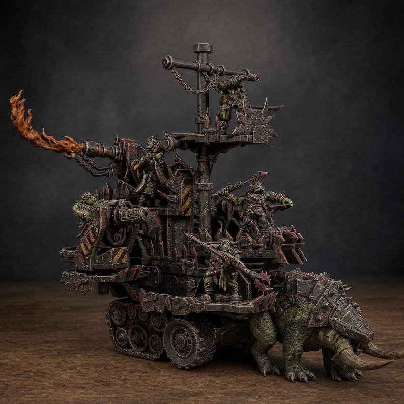 Orks Orkaz Death Mountain | Station Forge 16k Resin-Miniaturen | 28 mm 32 mm Tabletop-Wargaming | Unbemalt Bild 1