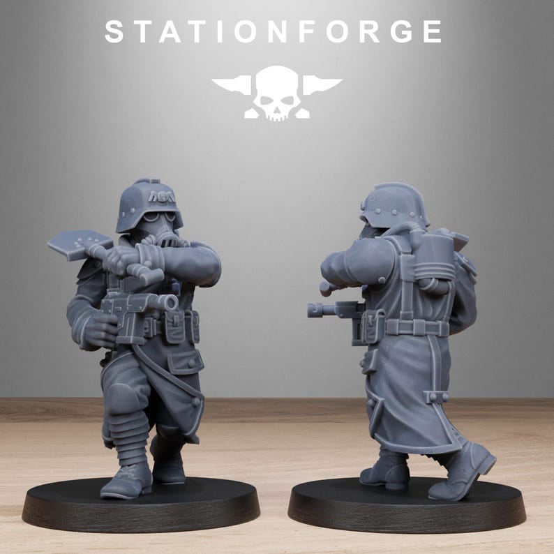 GrimGuard Shovel Trenches | Station Forge 16k Resin Miniatyrer | 28 mm 32 mm Bordsskiva Krigsspel | Omålad bild 6