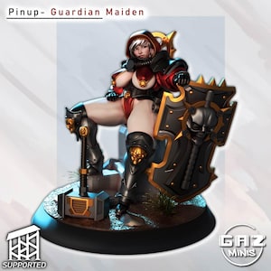 Gaz Minis Pinup Guardian Maiden | 16k Resin Miniaturen | 28 mm 32 mm Tabletop Wargaming | Unbemalt Bild 3
