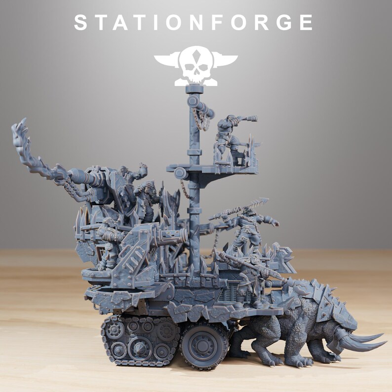 Orks Orkaz Death Mountain | Station Forge 16k Resin-Miniaturen | 28 mm 32 mm Tabletop-Wargaming | Unbemalt Bild 3