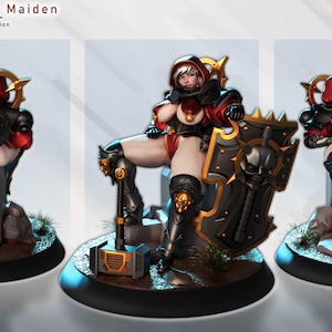 Gaz Minis Pinup Guardian Maiden | 16k Resin Miniaturen | 28 mm 32 mm Tabletop Wargaming | Unbemalt Bild 1