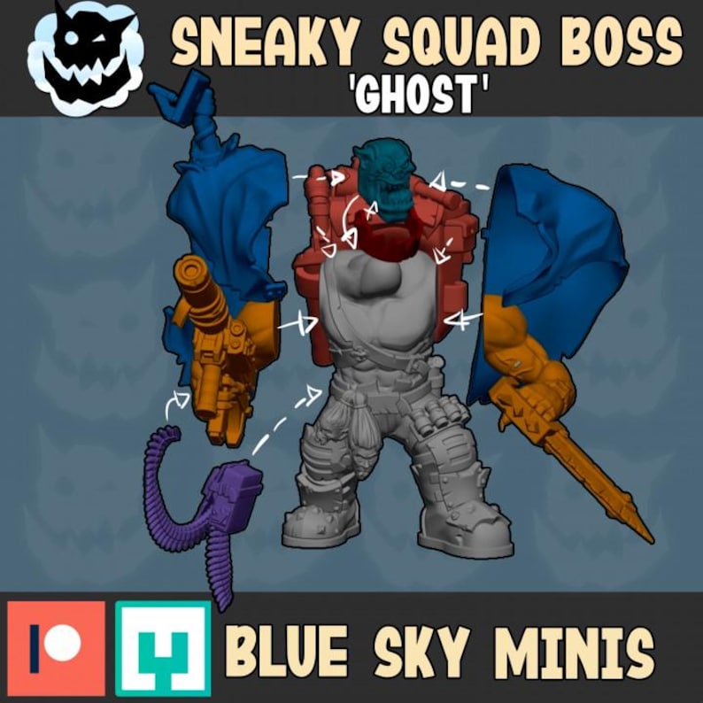 Sneaky Squad Boss Ghost - Orc Character - 16k Resin - Orcs / Tabletop / Wargaming / Grimdark image 3