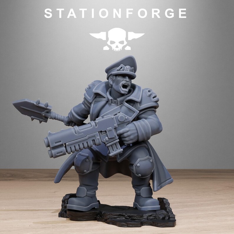 Grimguard Lieutenant | Station Forge 16k Resin Miniatures | 28mm 32mm Tabletop Wargaming | Unpainted image 2