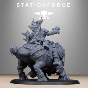Ork Brast Rider Warlord Miniature | Station Forge 16K Resin | 28mm Tabletop Wargaming image 5