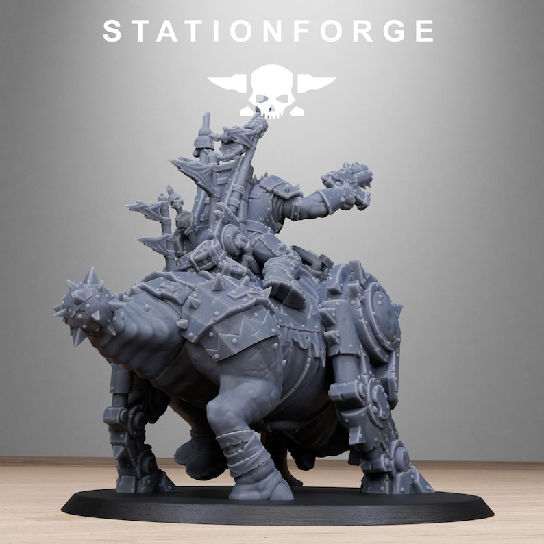 Ork Brast Rider Warlord Miniature | Station Forge 16K Resin | 28mm Tabletop Wargaming image 5