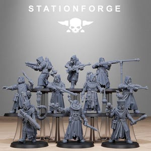 Scavenger Sanctum Infantry | Station Forge 16k Resin Miniatyrer | 28 mm 32 mm Bordsskiva Krigsspel | Omålad bild 2