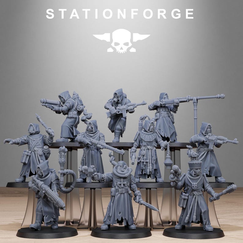 Scavenger Sanctum Infantry | Station Forge 16k Resin Miniatyrer | 28 mm 32 mm Bordsskiva Krigsspel | Omålad bild 2