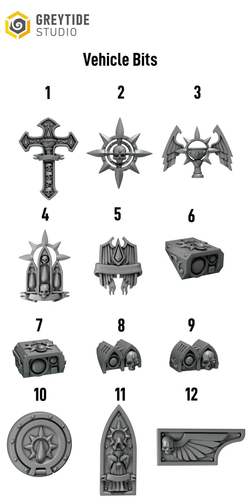 Crimson Lords - Voertuigonderdelen - 16k hars - GreyTide Studio - Bloed / Space Warriors / Onderdelen / Tabletop / Wargaming / Grimdark afbeelding 4