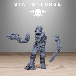 Grimguard Jungle Fighters 2 / Station Forge 16k Resin Miniatures / 28 mm 32 mm Tabletop Wargaming / Sin pintar imagen 3