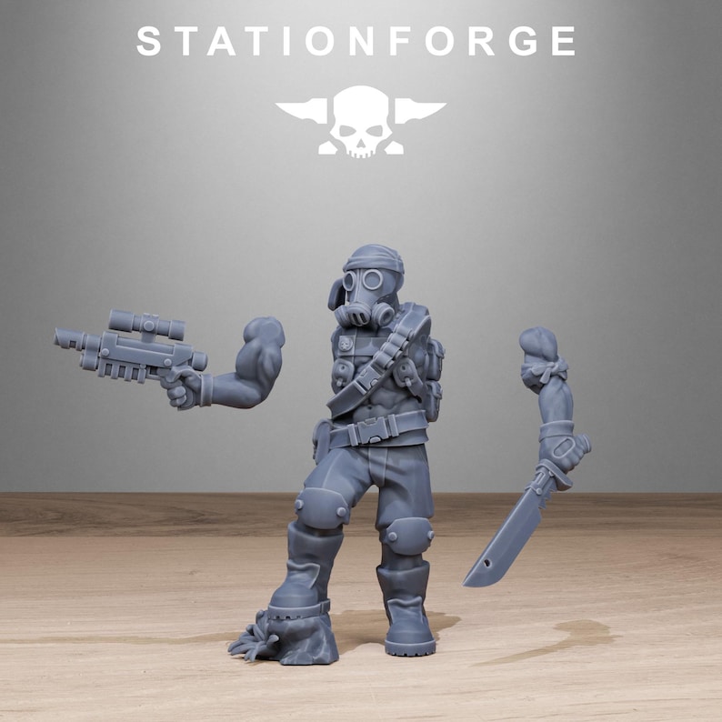 Grimguard Jungle Fighters 2 / Station Forge 16k Resin Miniatures / 28 mm 32 mm Tabletop Wargaming / Sin pintar imagen 3