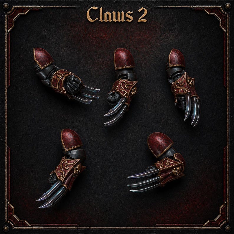 Crimson Lords - Claws #2 - 16k Resin - GreyTide Studio - Blood / Space Warriors / Bitz / Tabletop / Wargaming / Grimdark image 1