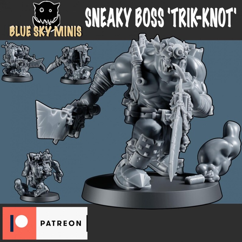 Podstępny Boss Trik-Knot - Postać Orka - Żywica 16k - Orkowie / Gry planszowe / Gry wojenne / Grimdark zdjęcie 2