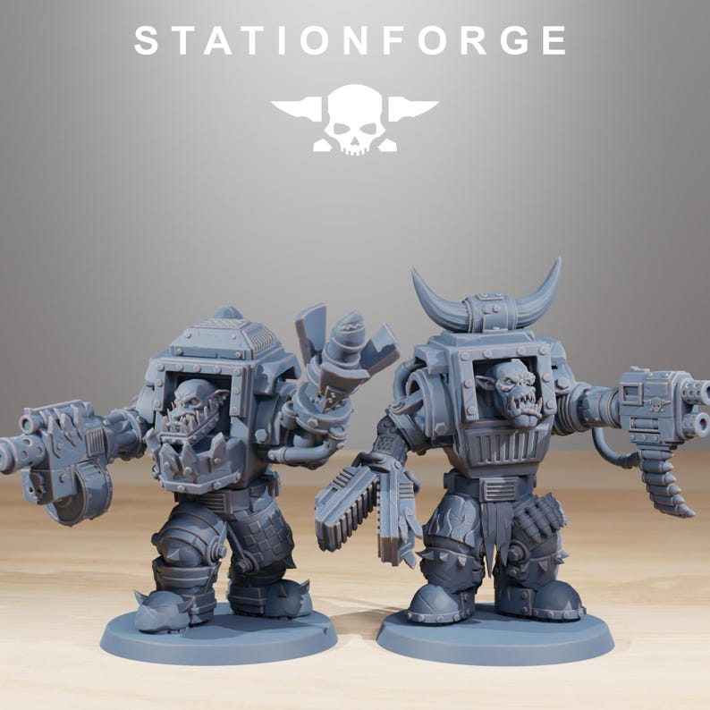 Orks Orkaz Steelbrutes | Station Forge 16k Resin Miniatures | 28mm 32mm Tabletop Wargaming | Unpainted image 7