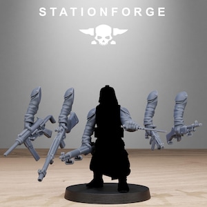 Grimguard American Weapon Pack / Miniature in resina 16k Station Forge / 28 mm 32 mm per wargame da tavolo / Non dipinte immagine 9