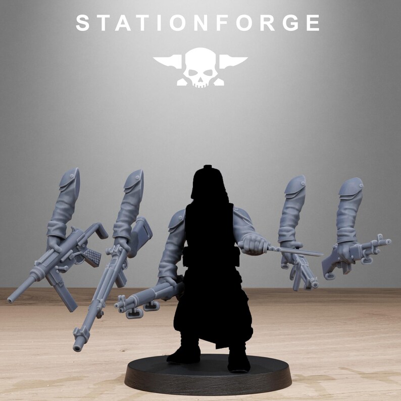 Grimguard American Weapon Pack / Miniature in resina 16k Station Forge / 28 mm 32 mm per wargame da tavolo / Non dipinte immagine 9
