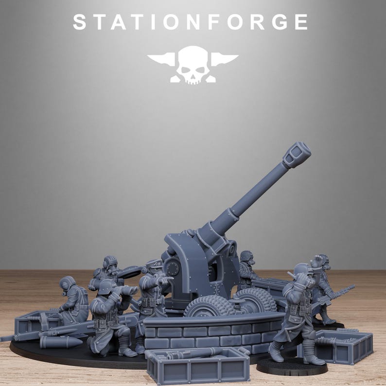 Grimguard Leichte Artillerie 2 | Station Forge 16k Resin-Miniaturen | 28 mm/32 mm Tabletop-Wargaming | Unbemalt Bild 3