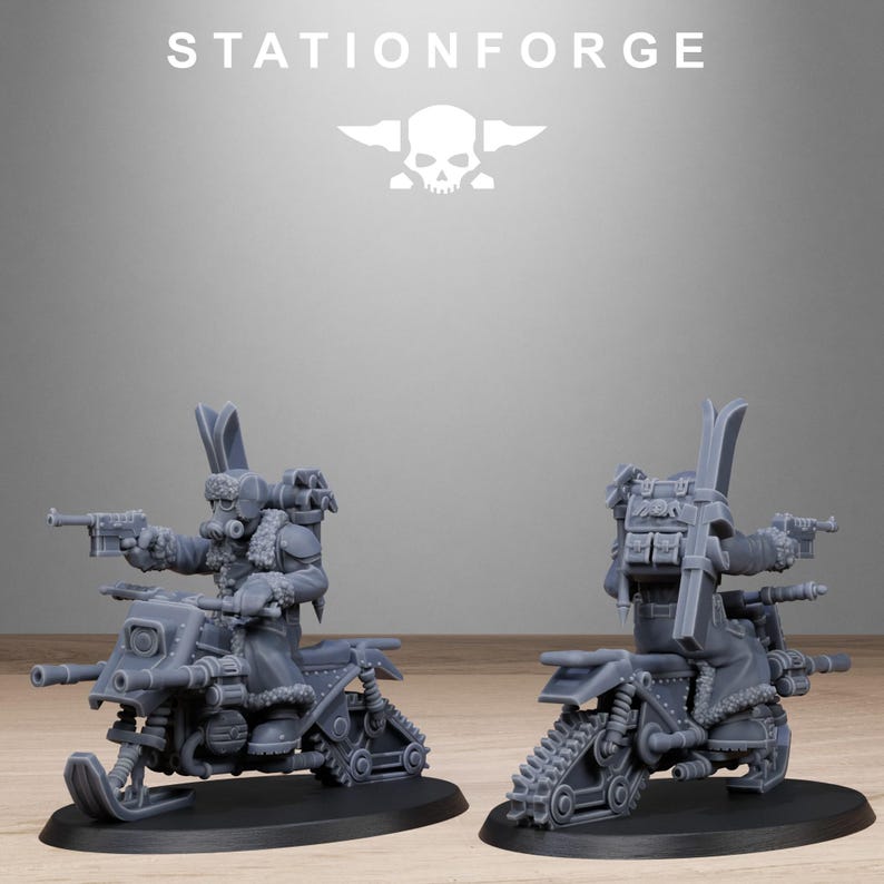 Motociclistas de nieve de la Guardia Gélida / Miniaturas de resina Station Forge 16k / 28 mm 32 mm para juegos de mesa / Sin pintar imagen 5