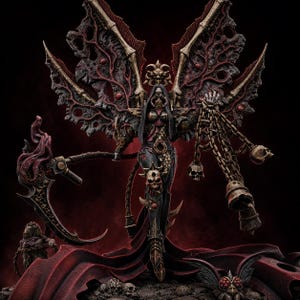 Morticia, die morbide Königin | 16k Resin-Miniaturen | 28 mm/32 mm Tabletop-Wargaming | Unbemalt Bild 1