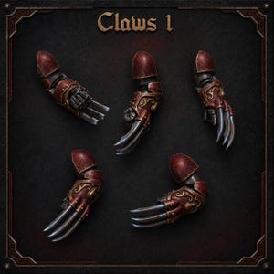 Crimson Lords - Claws #1 - 16k Resin - GreyTide Studio - Blood / Space Warriors / Bitz / Tabletop / Wargaming / Grimdark afbeelding 1
