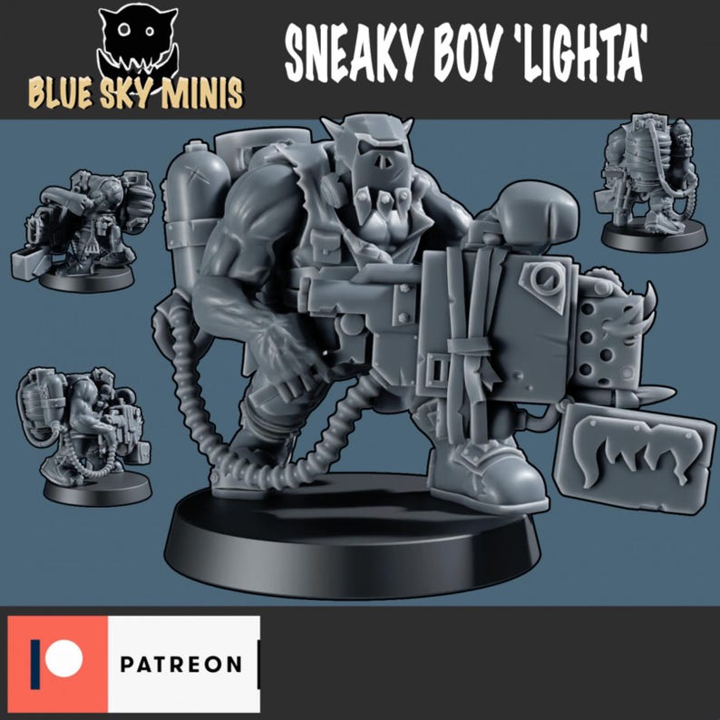 Sneaky Boy Lighta - Orc Character - 16k Resin - Blue Sky Minis - Orcs / Tabletop / Wargaming / Grimdark image 2