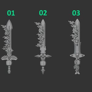Eternal Pilgrims - Burning swords - 16k Resin - GreyTide Studio - Holy Warriors / Space Warriors / Bitz / Tabletop / Wargaming / Grimdark image 2