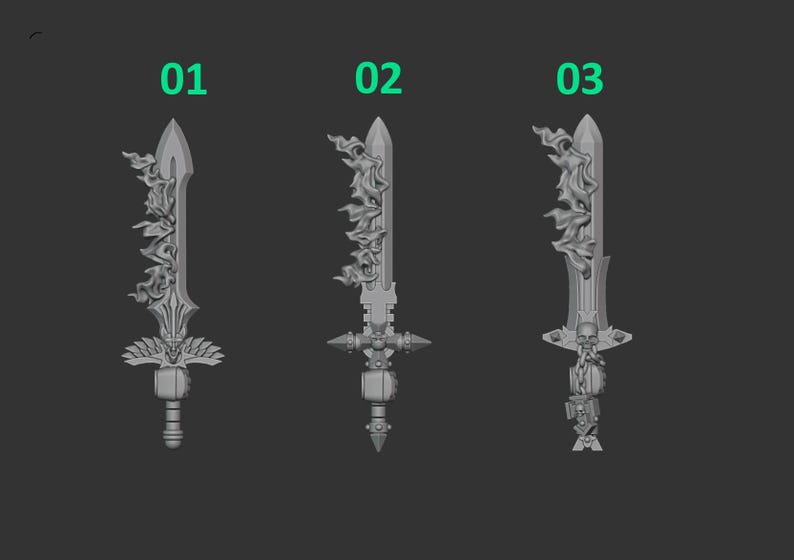 Eternal Pilgrims - Burning swords - 16k Resin - GreyTide Studio - Holy Warriors / Space Warriors / Bitz / Tabletop / Wargaming / Grimdark image 2