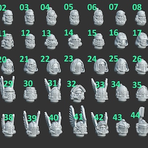 Eternal Pilgrims - Heads and helmets - 16k Resin - GreyTide Studio - Holy Warriors / Space Warriors / Bitz / Tabletop / Wargaming / Grimdark image 2