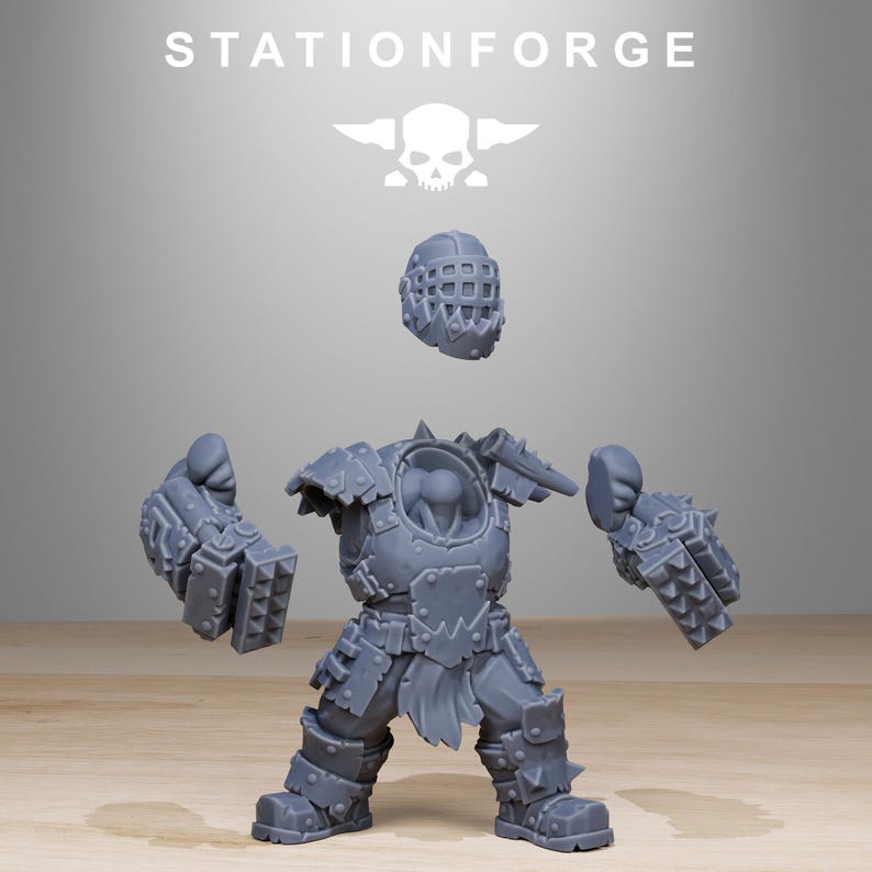 Orks Orkaz Smashers | Station Forge 16k Resin Miniatures | 28mm 32mm Tabletop Wargaming | Unpainted image 3