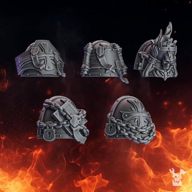 Pactum Aeternum Crusader Shoulders - 16k Resin - DakkaDakka - Templar Warriors / Bitz / Bordsskiva / Wargaming / Grimdark bild 2