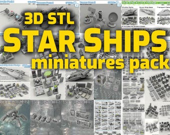 STAR SHIPS Miniatures Pack | 3D STL Miniatures | Stl pack | Stl Miniatures