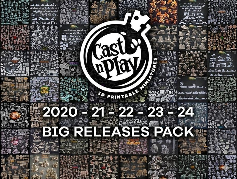 Cast n Play Mega STL Bundle - Full Releases Pack - Pre-supported 3D Miniature Files - Fantasy RPG Bestseller Tabletop DnD Miniatures pack image 1