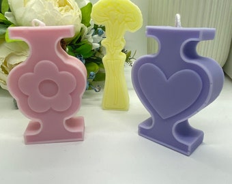 Heart and flower pillar candle, Valentine's Day candles