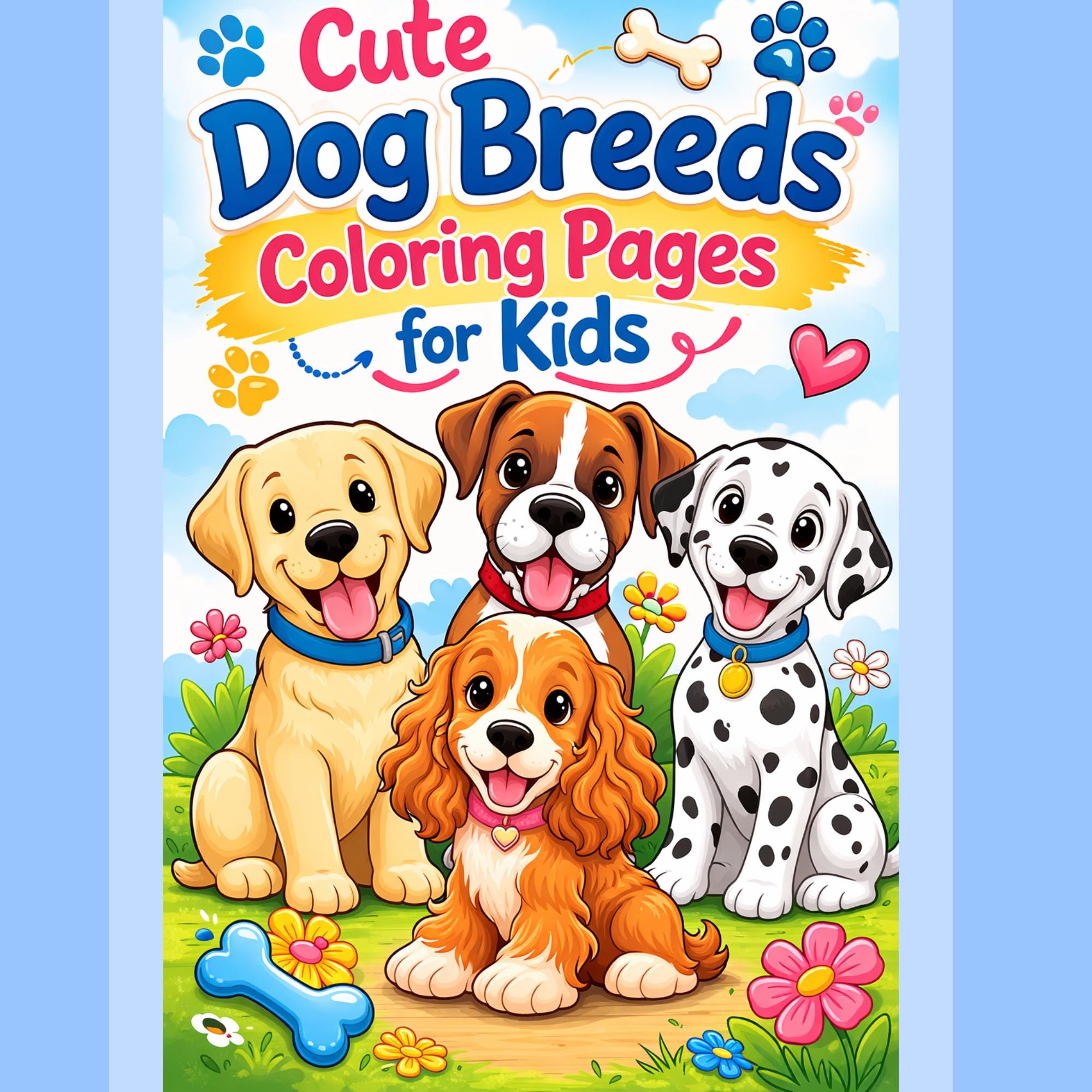 Dog Prinatble Color Worksheet.pdf Dog Coloring Pages for Kids / Printable PDF - Etsy