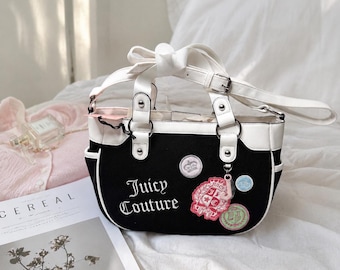 Juicy Couture Y2K Shoulder Bag NWT Black White Pink Charm Purse