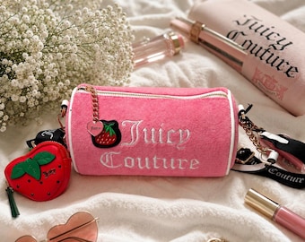 Juicy Couture Pink Terrycloth Strawberry Barrel Bag NWT Y2K Crossbody Purse