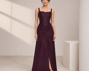 Elegancka czarna suknia wieczorowa • Gorsetowy gorset, linia A, maxi • Gość weselny, bal maturalny, impreza