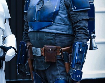 Star Wars Din Djarin Mandalorian Cosplay Set | 4PC Flight Suit with Custom Shirt, Pants, Vest  Cummerbund and Holster Belt