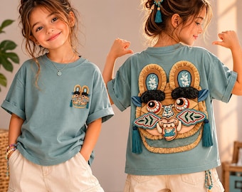 Chinese Lion Dance Shirt, Lion Head Graphic Tee, Asian Festival Art T-Shirt, Guardian Lion Streetwear, Kids Cultural Graphic Tee