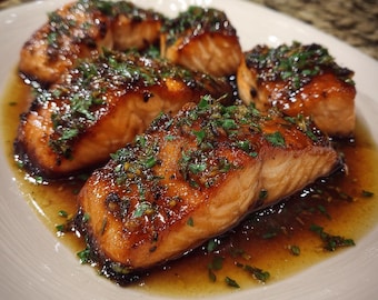 Ricetta del salmone al miele e aglio | Cena facile a base di salmone in 15 minuti | Salmone glassato dolce e salato | Ricetta sana in PDF
