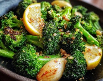 Receta de brócoli asado con limón y ajo | Guarnición fácil y saludable | Verduras crujientes al horno | Receta imprimible en PDF