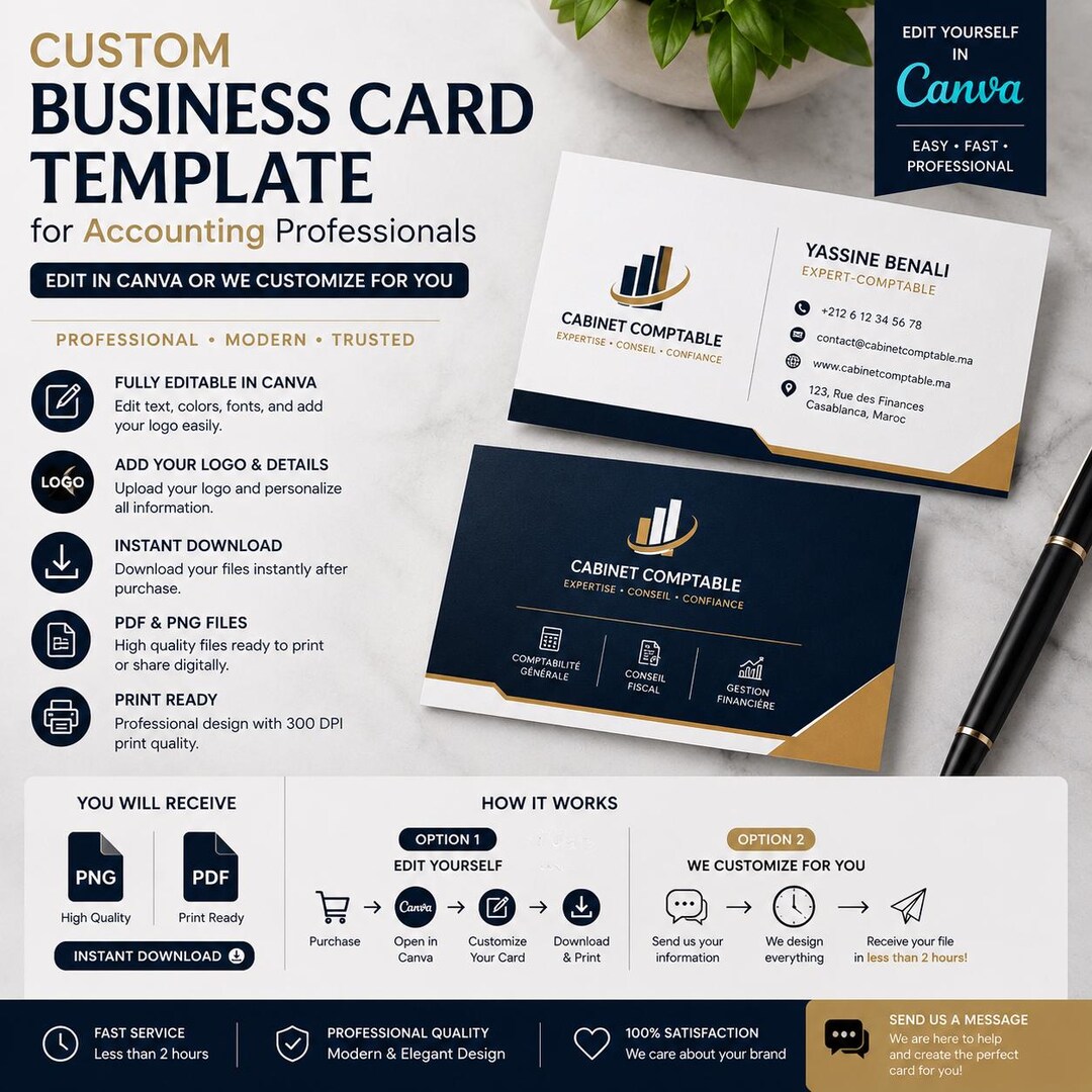 Editable Accounting Business Card Template, Professional Finance Canva ...