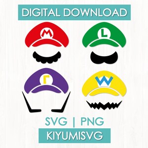 Retro Plumber Hats, Retro Game Svg, Png, instant download, COD012